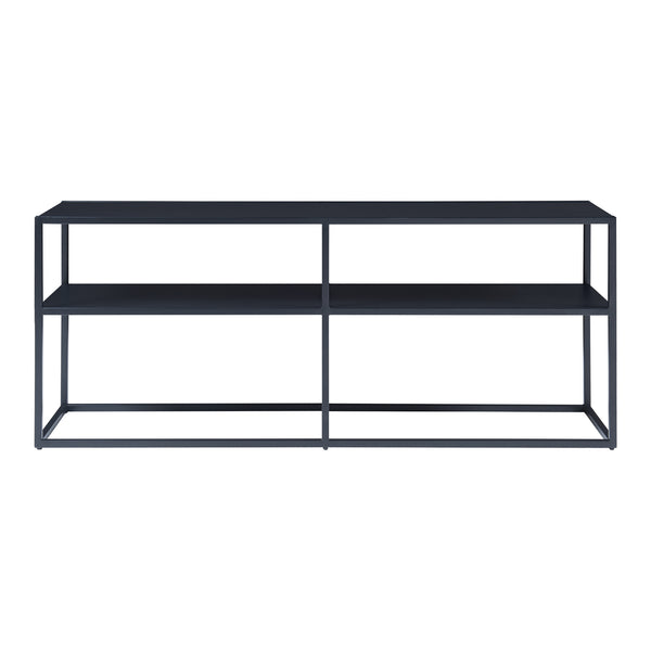 Masa TV Solund 120x30x46 cm metal negru cu 2 rafturi [en.casa]