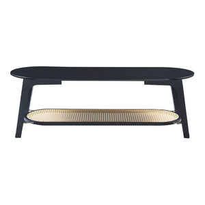 Masuta cafea Taivalkoski 120x43x40cm negru/efect ratan [en.casa]
