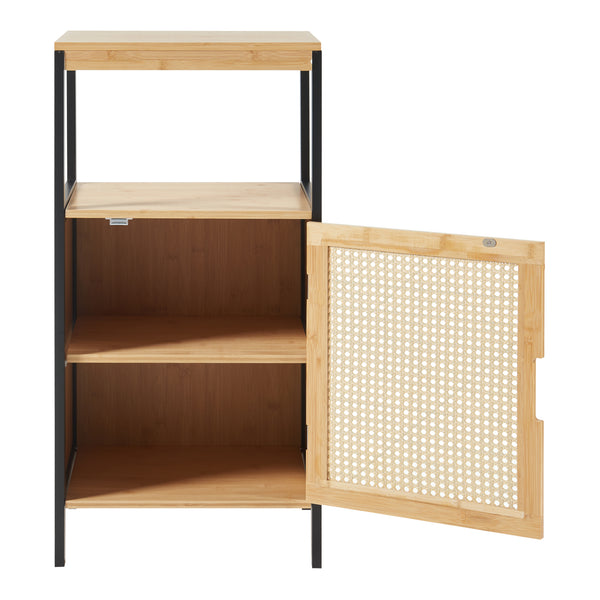 Dulap baie de sine statator Tervola 80x40x35cm mediu mdf bambus natur negru [en.casa]
