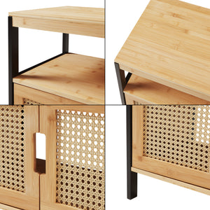 Dulap sub chiuvetă Tervola 60x60x35 cm Negru/Bambus [en.casa]