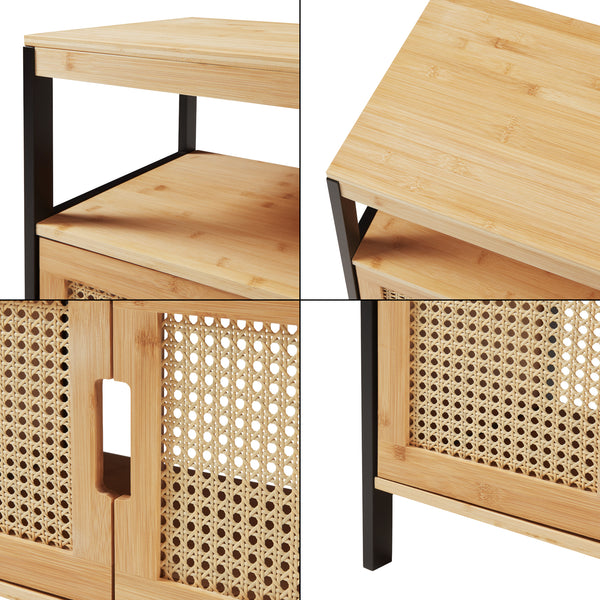 Dulap sub chiuvetă Tervola 60x60x35 cm Negru/Bambus [en.casa]