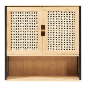 Dulap perete Tervola 60x60x20cm MDF bambus natur negru [en.casa]