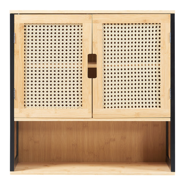 Dulap perete Tervola 60x60x20cm MDF bambus natur negru [en.casa]