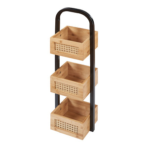 Raft de sine statator baie Tervola 73x23x18,5 cm negru natur [en.casa]