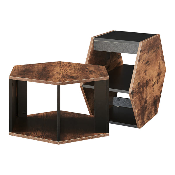 Set 2 masute cafea Molde 32x60x53cm negru/nuc [en.casa]