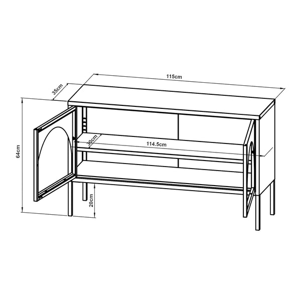 Comoda TV cu 2 usi Karlskrona 115x35x64 cm negru [en.casa]