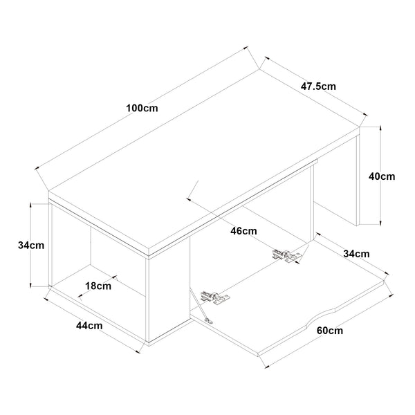 Masuta cu blat extensibil Österåker 100x47,5x40cm PAL efect lemn alb [en.casa]