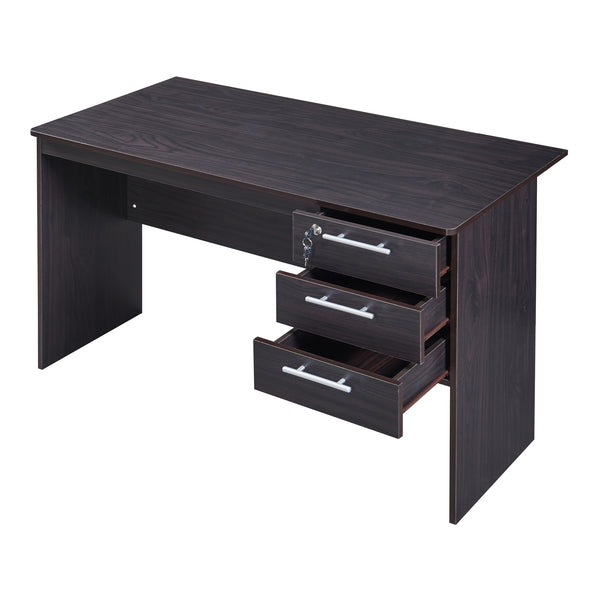 Birou cu 3 sertare Ragunda 120x59x75cm PAL efect lemn nuanta inchisa [en.casa]