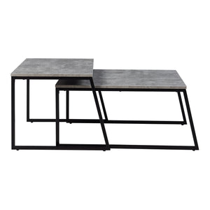 Set 2 masute cafea masuri diferite Hyllestad efect beton/negru [en.casa]