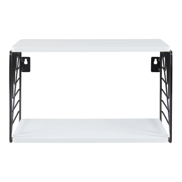 Raft de perete Moss 39x18x23cm metal pal negru alb [en.casa]