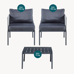 Set masa cu 2 scaune gradina Accettura aluminiu gri [casa.pro]