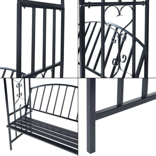 Pergola trandafiri cu banca Barile 205x114x55cm otel negru [casa.pro]
