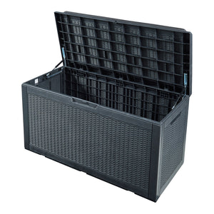 Lada depozitare gradina Atella 122x54,5x65cm negru efect ratan [casa.pro]
