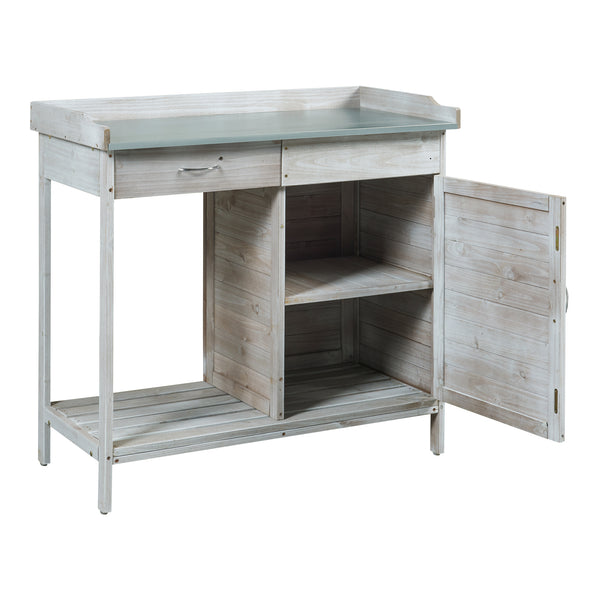 Masa plantare Aliano 98x48x94cm brad otel gri [casa.pro]
