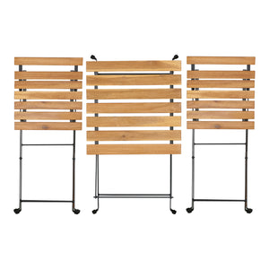Set bistro 3 piese pliabil gradina Bovino otel lemn negru natur [casa.pro]