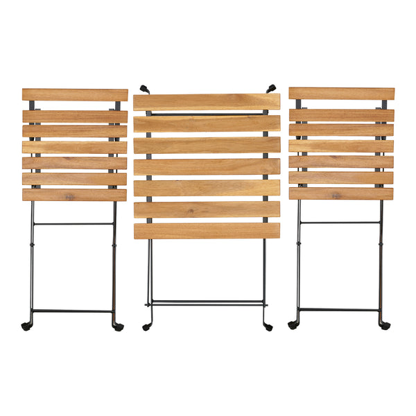 Set bistro 3 piese pliabil gradina Bovino otel lemn negru natur [casa.pro]