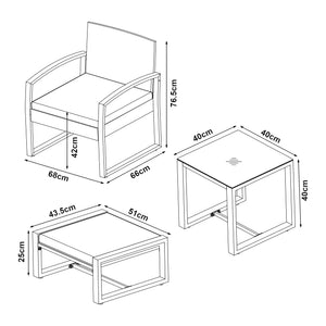 Set mobilier gradina 5 piese Calvello 1 masa 2 scaune si 2 tabureti [casa.pro]