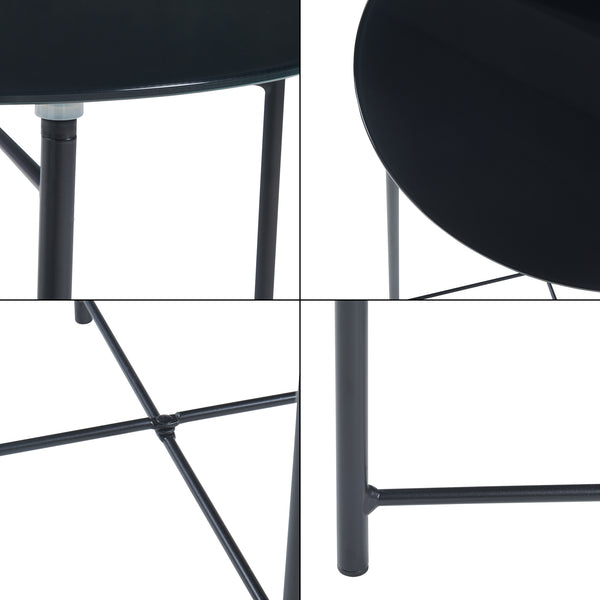 Masuta rotunda cu blat sticla Ödeshög 45x42cm negru [en.casa]