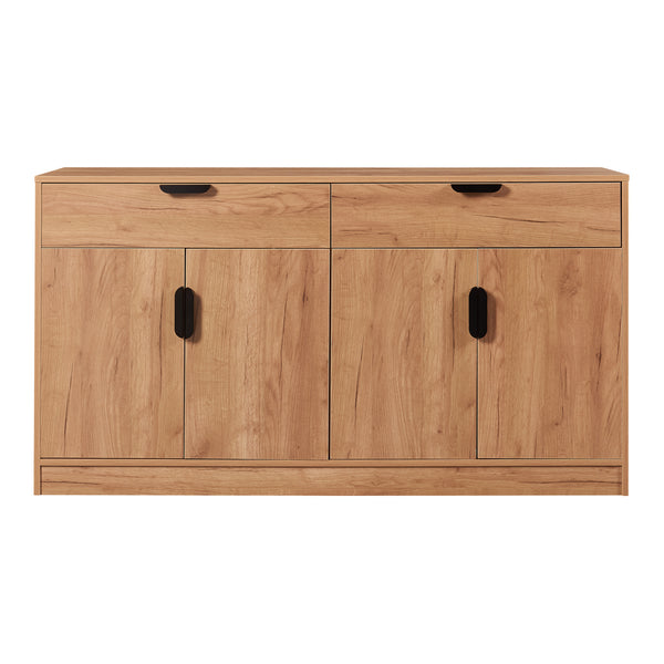 Comoda cu 4 usi si 2 sertare Varkaus 75x140x40cm stejar [en.casa]