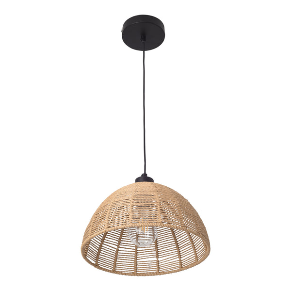 Lampa de plafon Romsey 158cm 1 x E27 60W metal ratan negru bej [lux.pro]