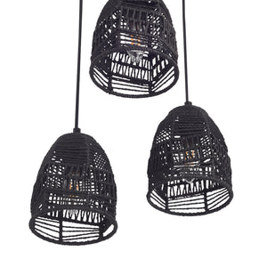 Lampa de plafon Andover 131cm 3 x E14 40W metal ratan negru [lux.pro]