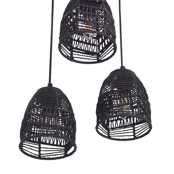 Lampa de plafon Andover 131cm 3 x E14 40W metal ratan negru [lux.pro]