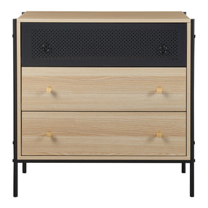 Comoda cu 3 sertare Tysnes 80x80x40cm PAL metal stejar/negru [en.casa]