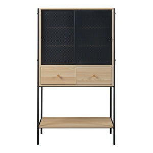 Dulap cu 2 usi glisante 2 sertare si 1 raft Tysnes 140x80x40cm PAL stejar/negru [en.casa]