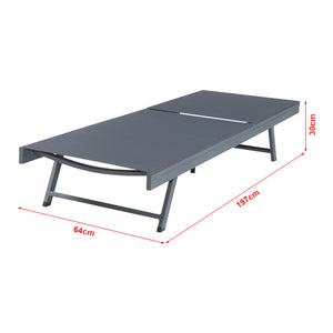 Sezlong Baragiano 197x64x30 cm aluminiu pvc poliester antracit [casa.pro]