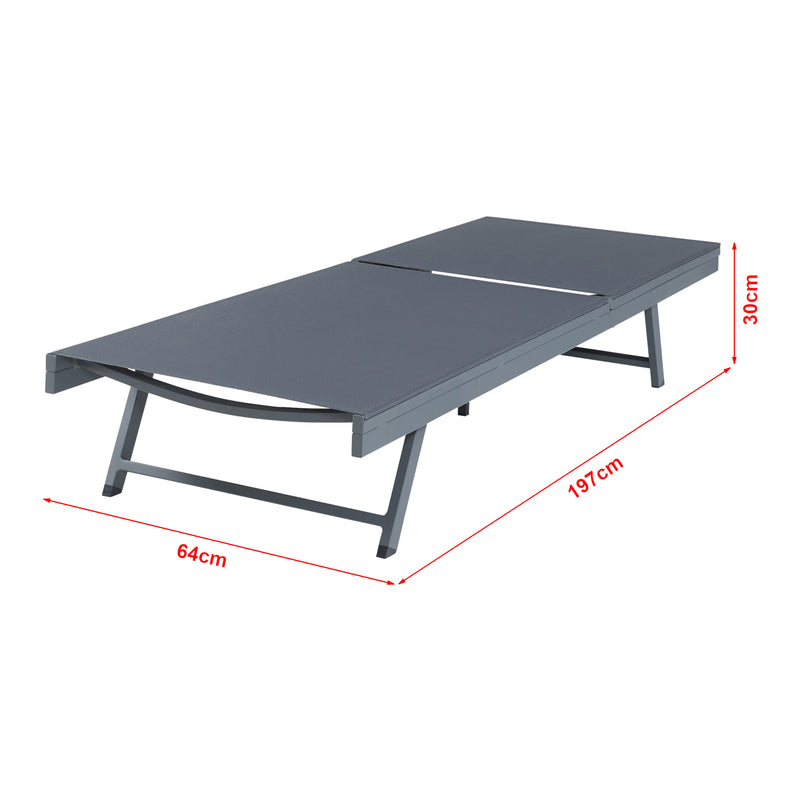Schiță cotată Sezlong Baragiano 197x64x30 cm aluminiu pvc poliester antracit [casa.pro]