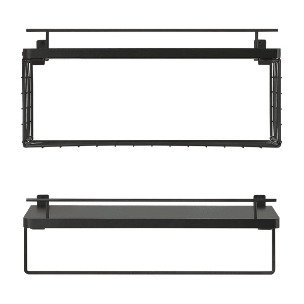 Set 2 rafturi perete baie Vik masuri diferite negru [en.casa]
