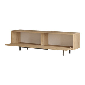 Dulap TV cu 2 usi Kvænangen 160x35,5x45cm pal stejar efect ratan [en.casa]