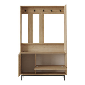 Garderobă compactă Kvænangen 78x112x36 cm aspect stejar/ratan [en.casa]