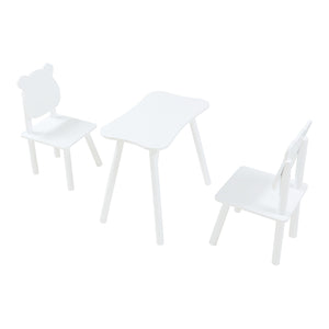 Set masa copii cu 2 scaune design ursulet Panjang alb [en.casa]