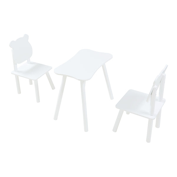 Set masa copii cu 2 scaune design ursulet Panjang alb [en.casa]