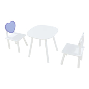 Set masa copii cu 2 scaune design inimioara Siljan alb lila [en.casa]