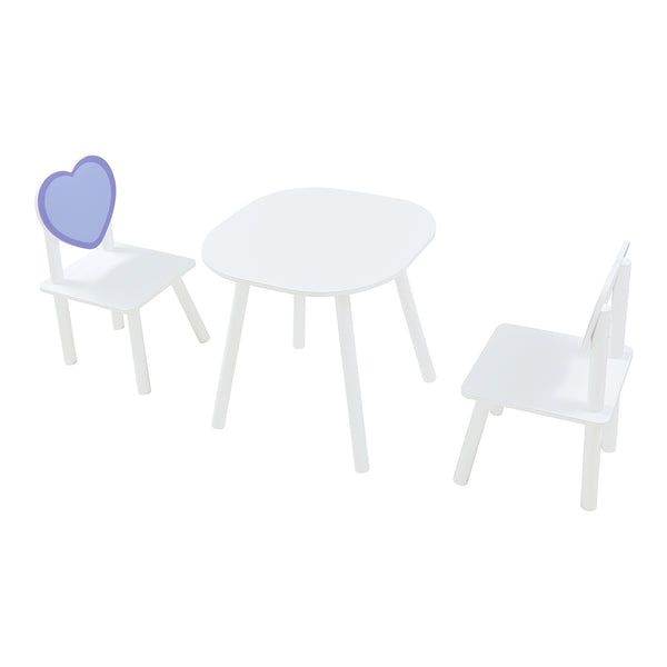 Set masa copii cu 2 scaune design inimioara Siljan alb lila [en.casa]