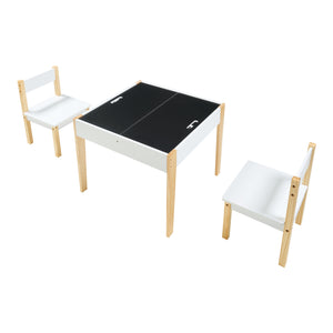 Set masa cu 2 scaune copii si tabla desenat Smedjebacken natur alb negru [en.casa]