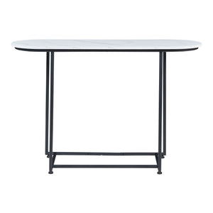 Consola Nordfron 120x40x75cm alb marmorat/negru [en.casa]