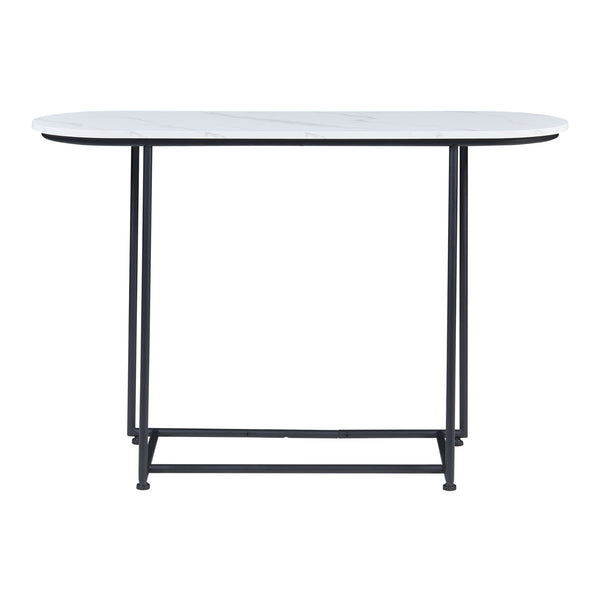 Consola Nordfron 120x40x75cm alb marmorat/negru [en.casa]