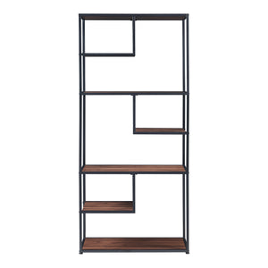Raft carti Østre 180x83x34cm metal pal negru/nuc [en.casa]