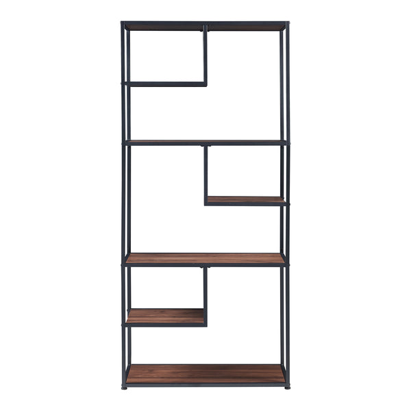 Raft carti Østre 180x83x34cm metal pal negru/nuc [en.casa]