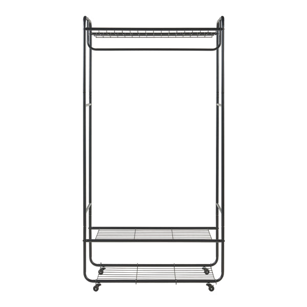 Suport mobil haine Vestvågøy 176x90x40cm otel negru [en.casa]