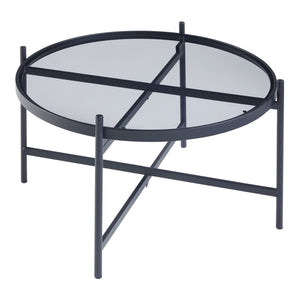 Set 2 masute masuri diferite Lier metal sticla negru [en.casa]