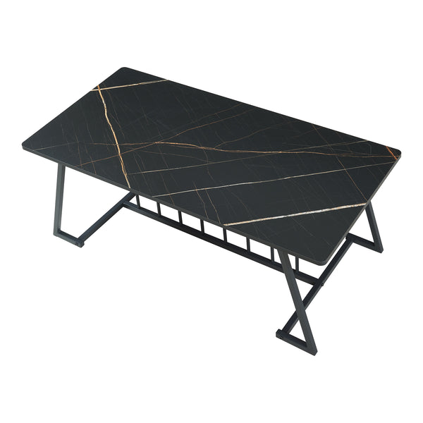 Masuta cafea Nospoo 120x60x46 cm negru marmorat [en.casa]