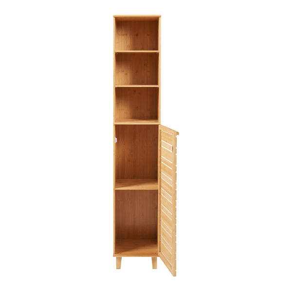 Dulap inalt baie Epind 180x33x30 cm bambus [en.casa]