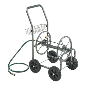 Carucior pentru furtun gradina cu furtun de conectare 1,5m Gelibolu 84x48x93 cm gri [pro.tec]