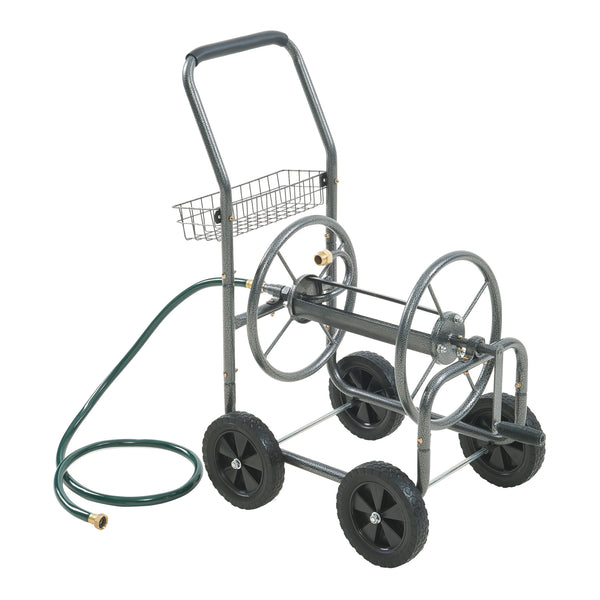 Carucior pentru furtun gradina cu furtun de conectare 1,5m Gelibolu 84x48x93 cm gri [pro.tec]