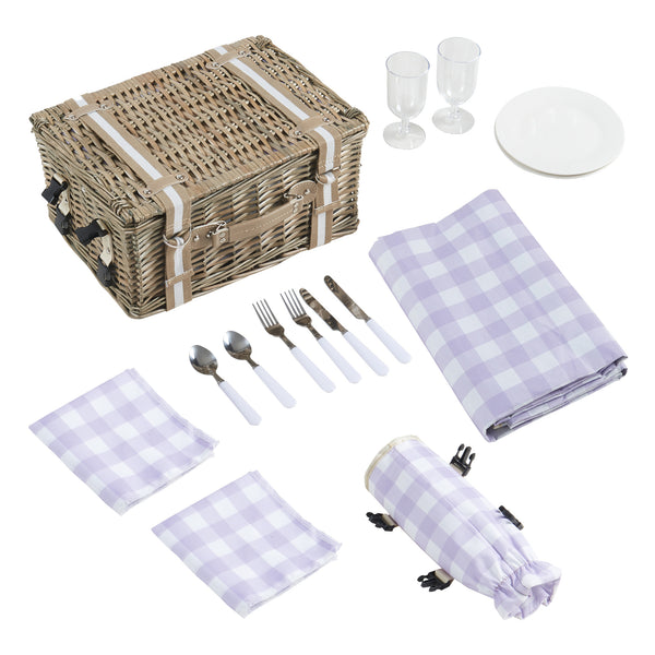 Cos picnic 2 persoane Bisceglie 40x30x19 cm salcie natur [casa.pro]