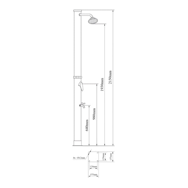 Dus solar gradina Frerievn 215 cm 18 L plastic negru [casa.pro]